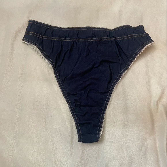 New! For Love and Lemons Iris High Waisted Cheeky Bikini Bottom Navy 1621 - Picture 7 of 10